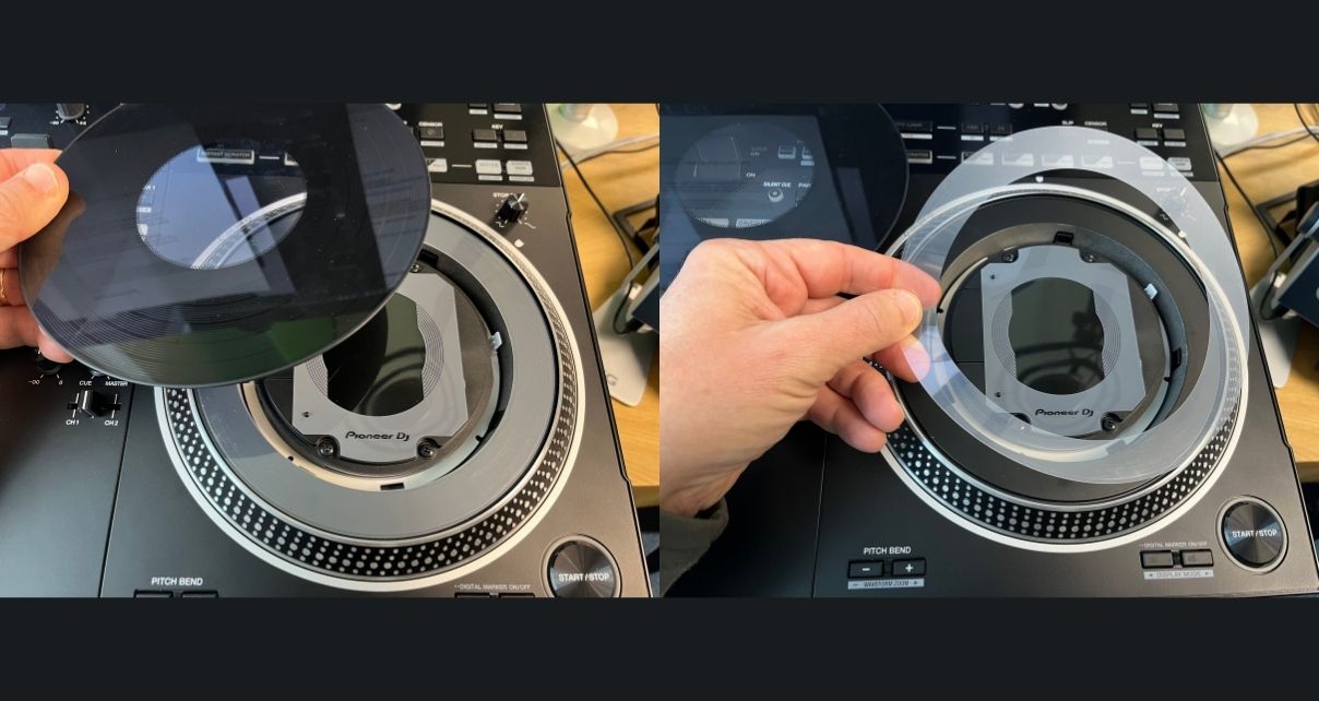 Showing slip sheets underneath the DDJ-REV7 platters