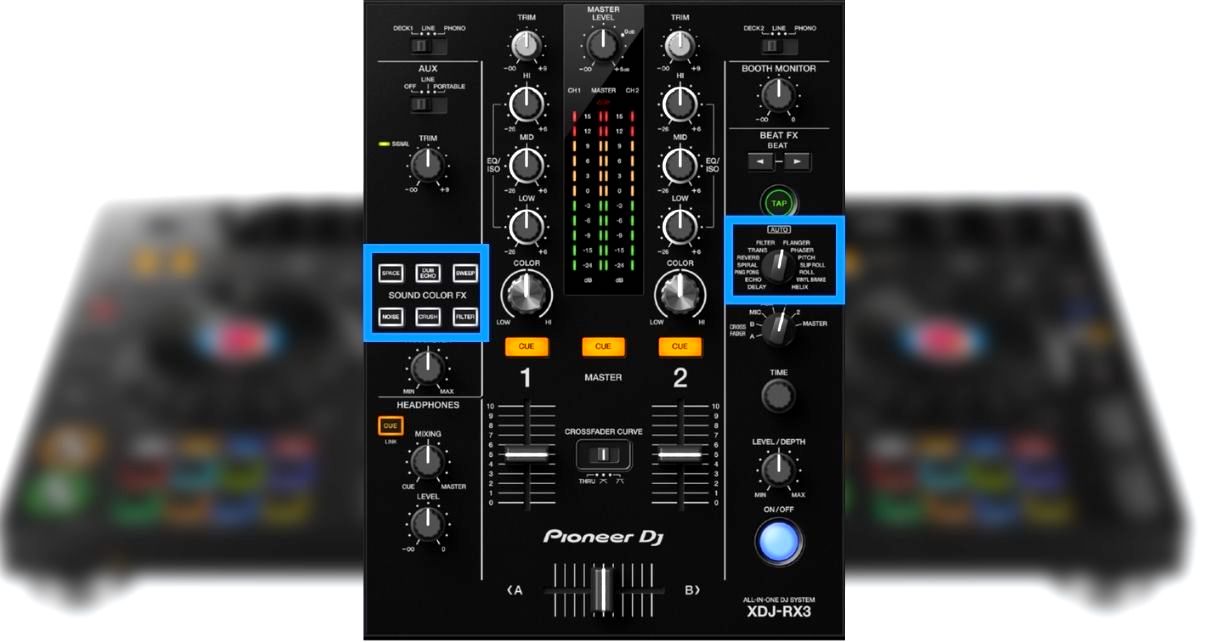 XDJ-RX3 mixer FX closeup